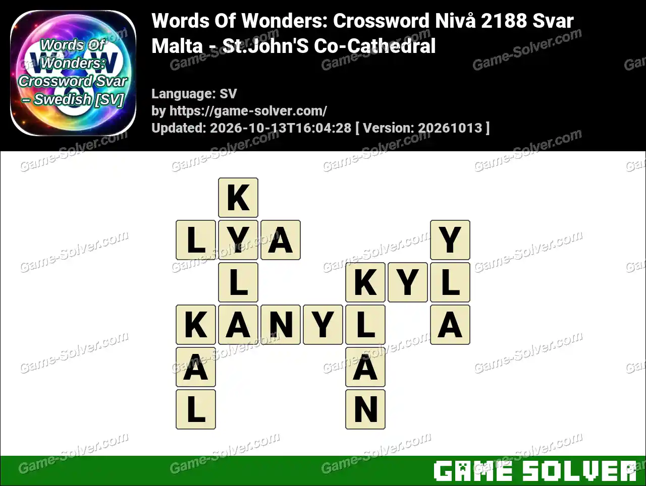 Words Of Wonders: Crossword Nivå 2188 Svar – Malta – St.John’S Co-Cathedral